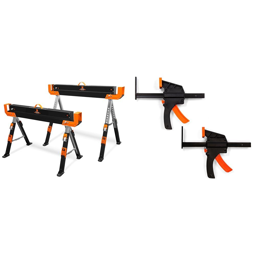 Steel Saw Horse Set and 6" Quick Release Track Saw Clamps A15997