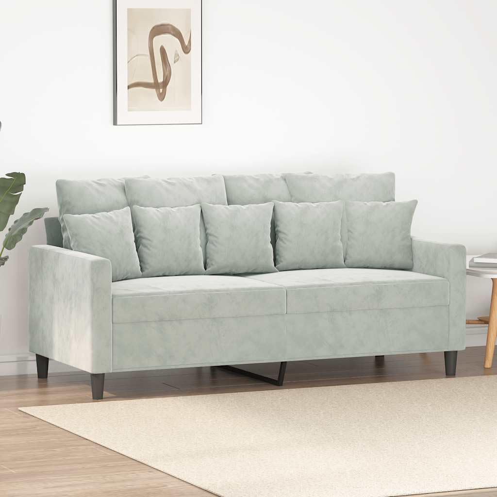 Light Gray Velvet 2-Seater Loveseat Sofa S746300