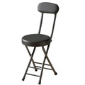 18in Tall Foldable Upholstered Kitchen Stool with Backrest and Footrest D171603
