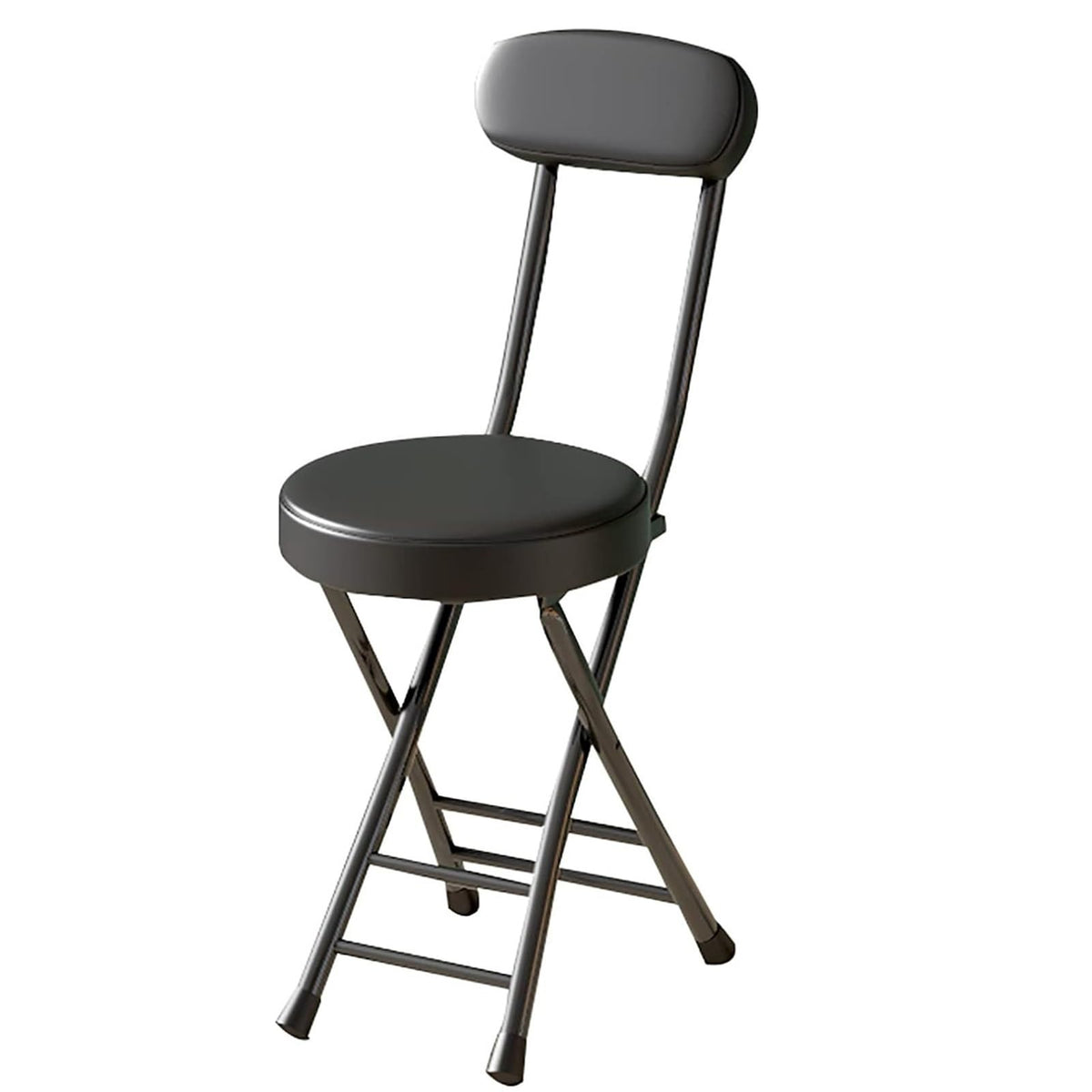 18in Tall Foldable Upholstered Kitchen Stool with Backrest and Footrest D171603