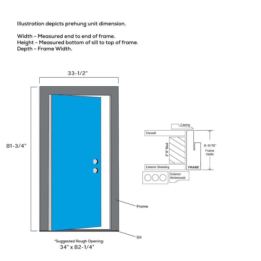 Steel Primed Left-Hand Inswing 2-Panel Single Prehung Front Door 32" x 80" O180719
