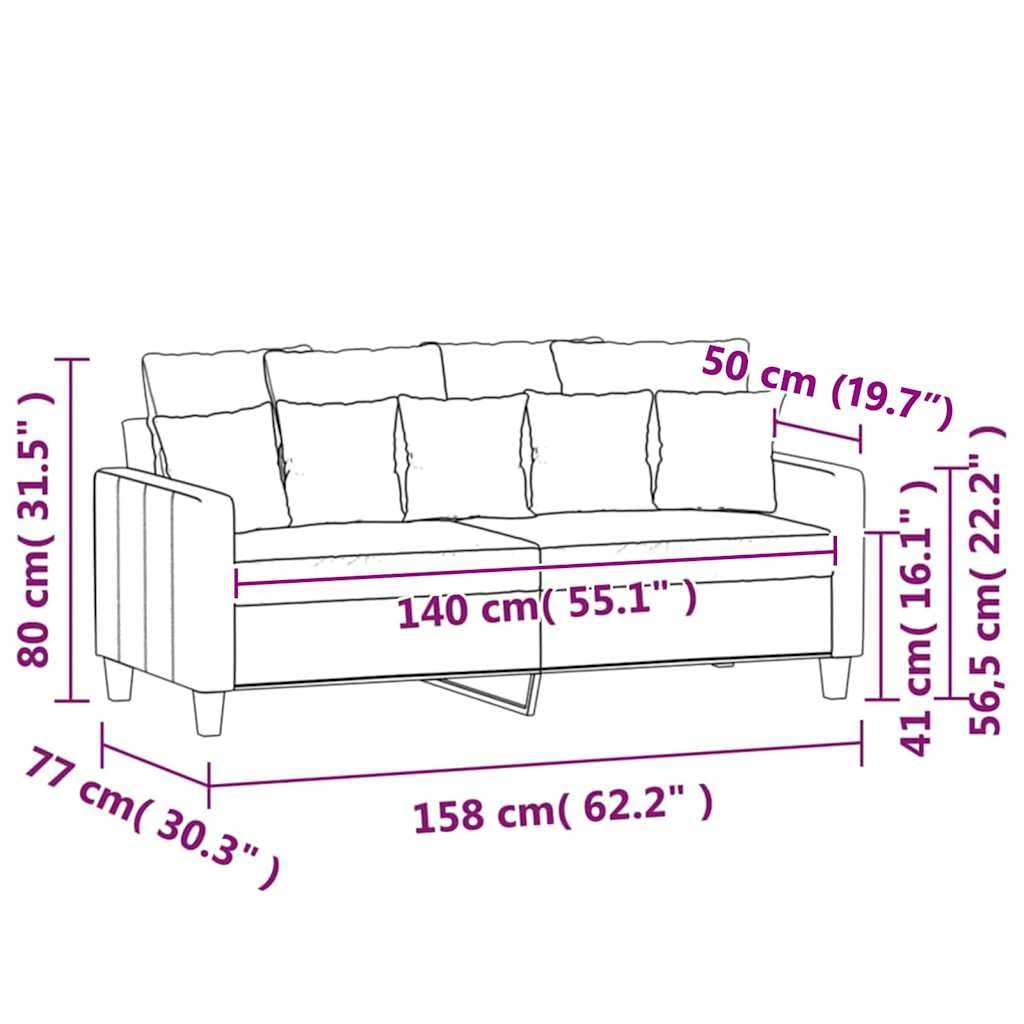 Light Gray Velvet 2-Seater Loveseat Sofa S746300