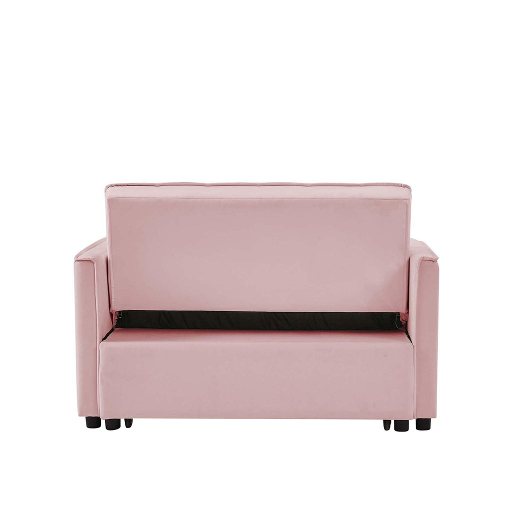Pink Velvet Convertible Sleeper Sofa Bed X395