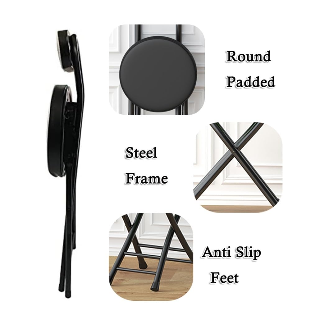 18in Tall Foldable Upholstered Kitchen Stool with Backrest and Footrest D171603