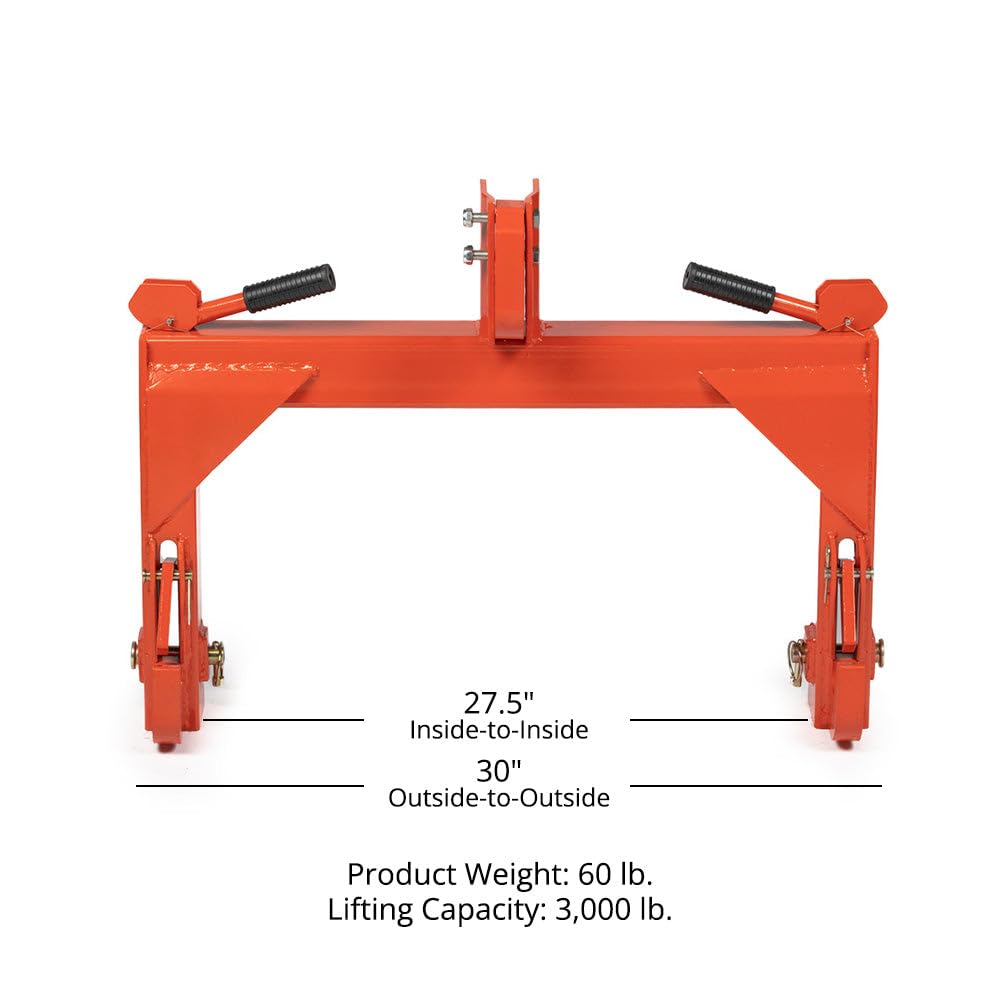 3 Point Quick Hitch Category 1 Tractor 3000 LB Lifting Capacity Orange D389963
