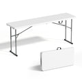 White 6 FT Narrow Folding Table with Carrying Handle Q10144