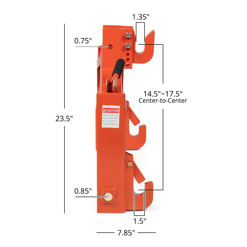 3 Point Quick Hitch Category 1 Tractor 3000 LB Lifting Capacity Orange D389963
