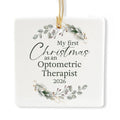 Ceramic 3-inch Square-Shaped Botanical Wreath Ornament N919666