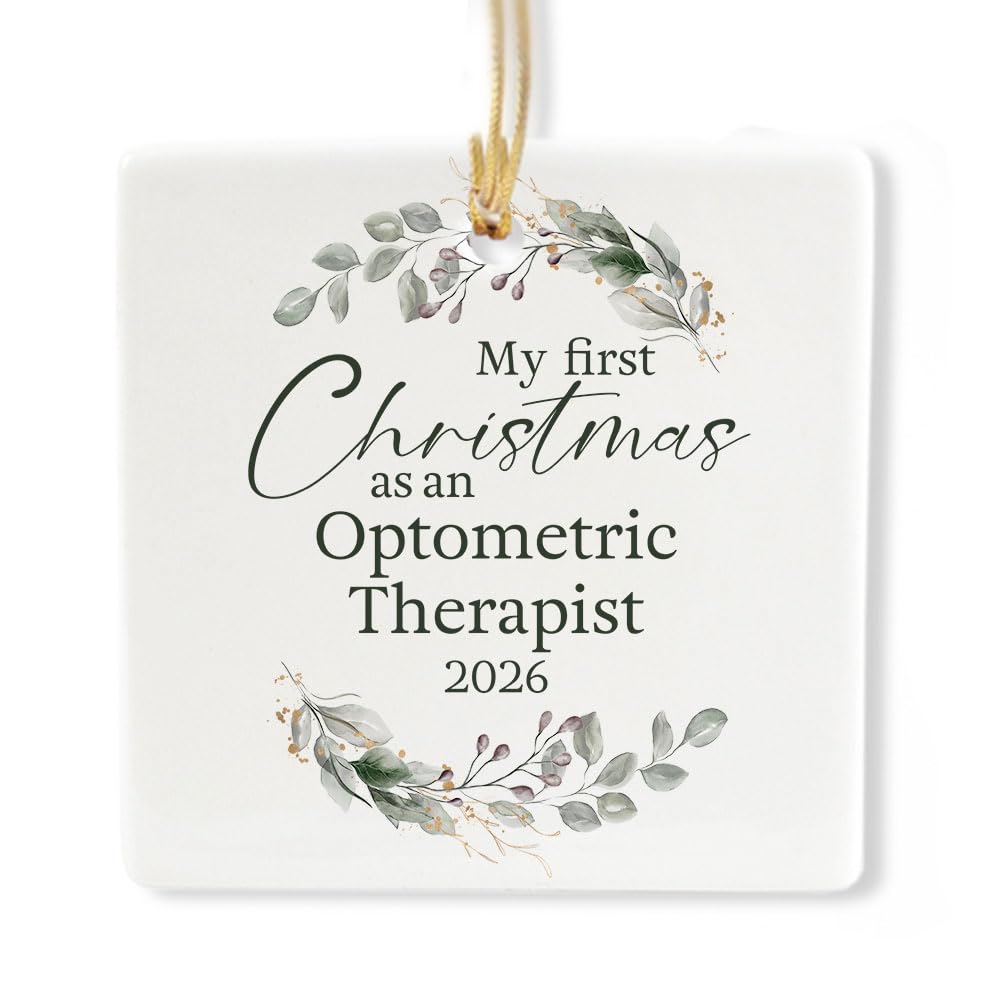 Ceramic 3-inch Square-Shaped Botanical Wreath Ornament N919666
