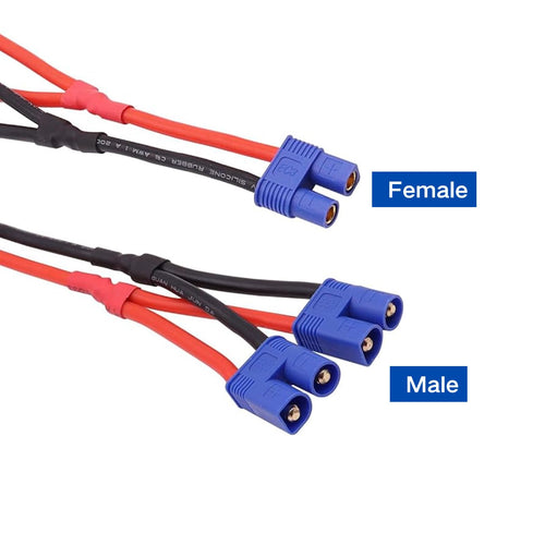 2Pcs EC3 Plug Parallel Battery Connector Cable 1 Female to 2 Male Adapter Y-Harness Splitter 10cm 14awg Silicone Wire L147184