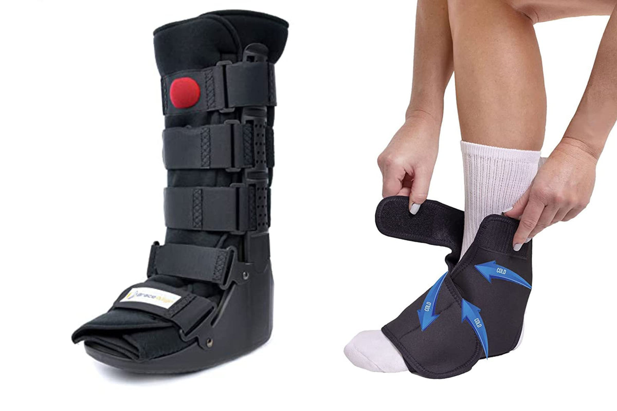 Tall CAM Walker Boot with Ankle and Foot Ice Pack Cold Wrap U328675