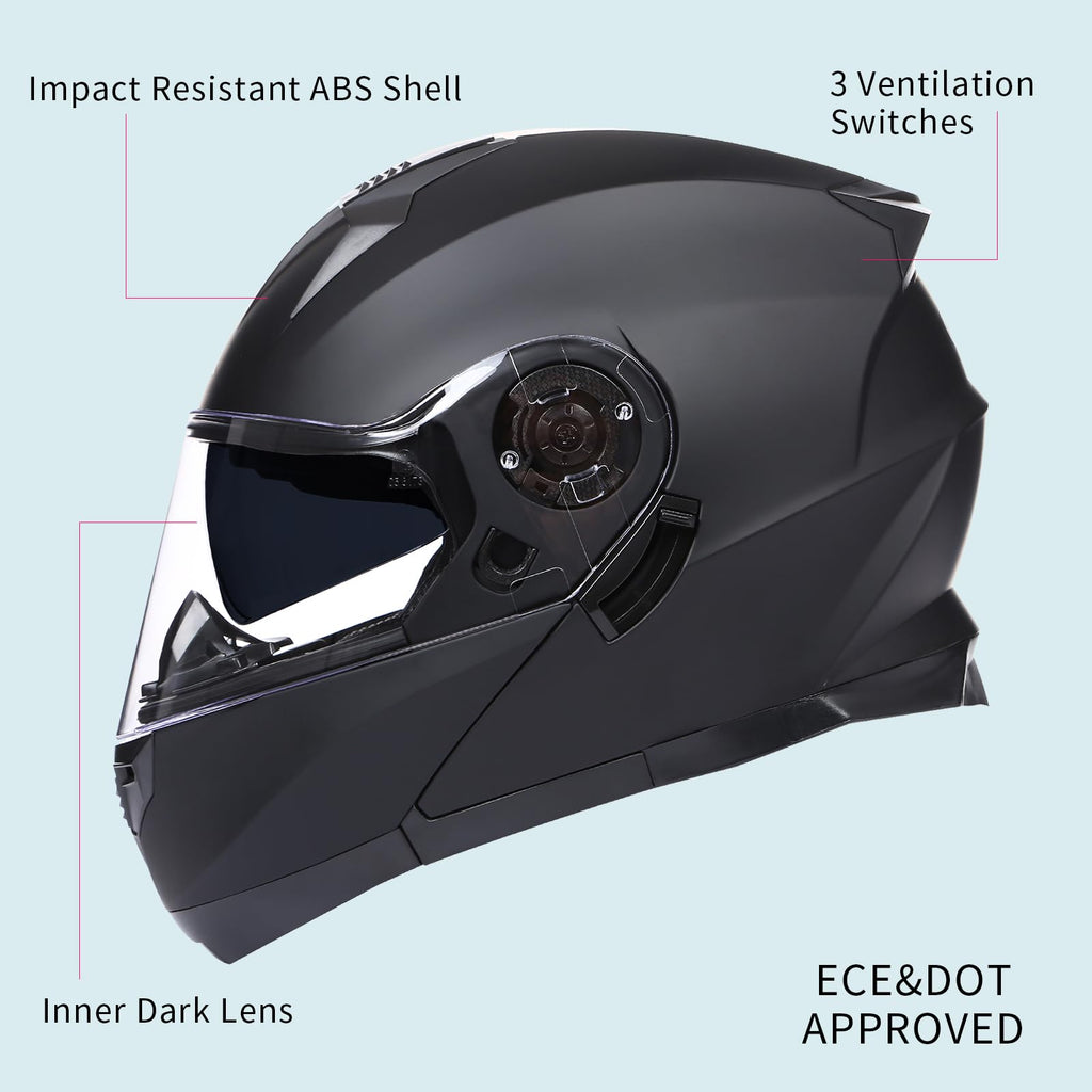 Modular Motorcycle Helmet Flip Up Anti-Fog Lens P4719