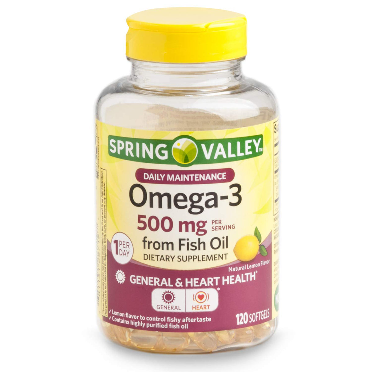 Omega-3 500 mg Fish Oil Lemon 120 Softgels A507