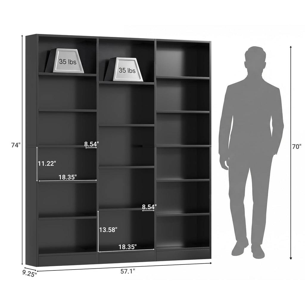 Black 6 Tier 17 Shelf Bookshelf Z9434