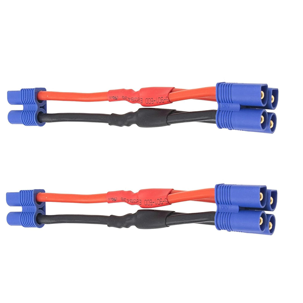 2Pcs EC3 Plug Parallel Battery Connector Cable 1 Female to 2 Male Adapter Y-Harness Splitter 10cm 14awg Silicone Wire L147184
