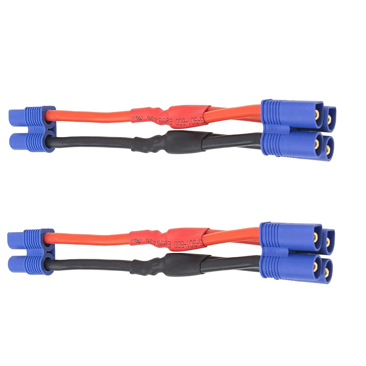 2Pcs EC3 Plug Parallel Battery Connector Cable 1 Female to 2 Male Adapter Y-Harness Splitter 10cm 14awg Silicone Wire L147184