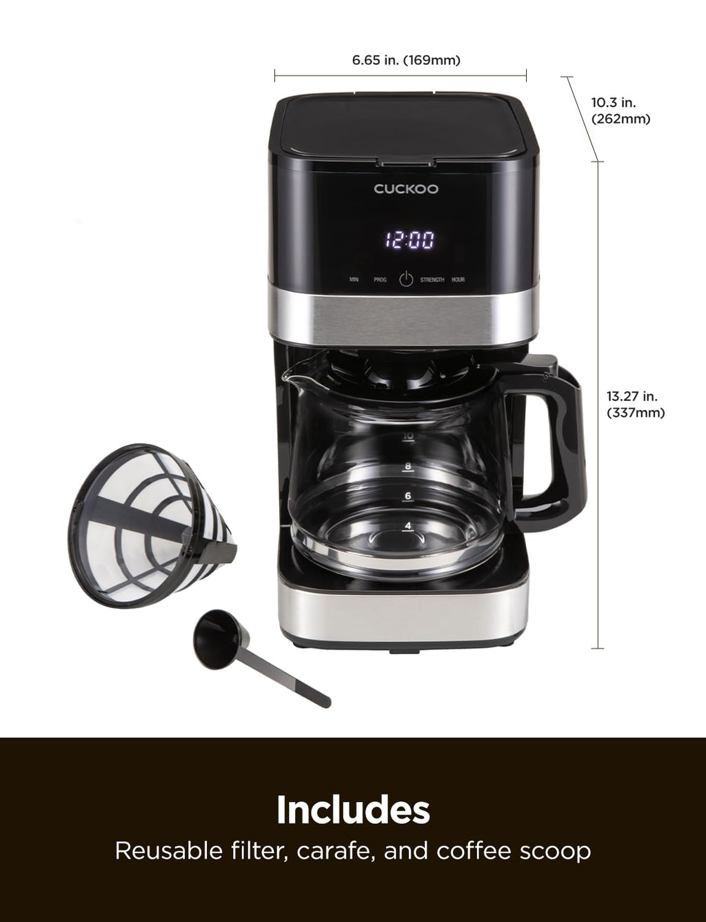 10-Cup Programmable Drip Coffee Maker with Glass Pot T6371