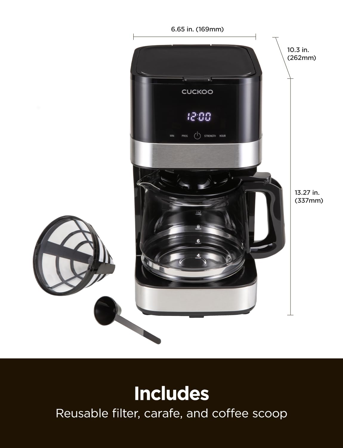 10-Cup Programmable Drip Coffee Maker with Glass Pot T6371