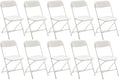 White Plastic Folding Chairs Set of 10 Steel Frame I9030