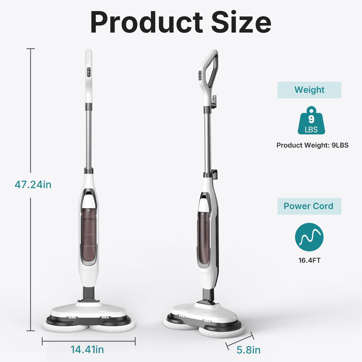 Steam Mop with Rotating Pads and 4 Cleaning Modes O662420