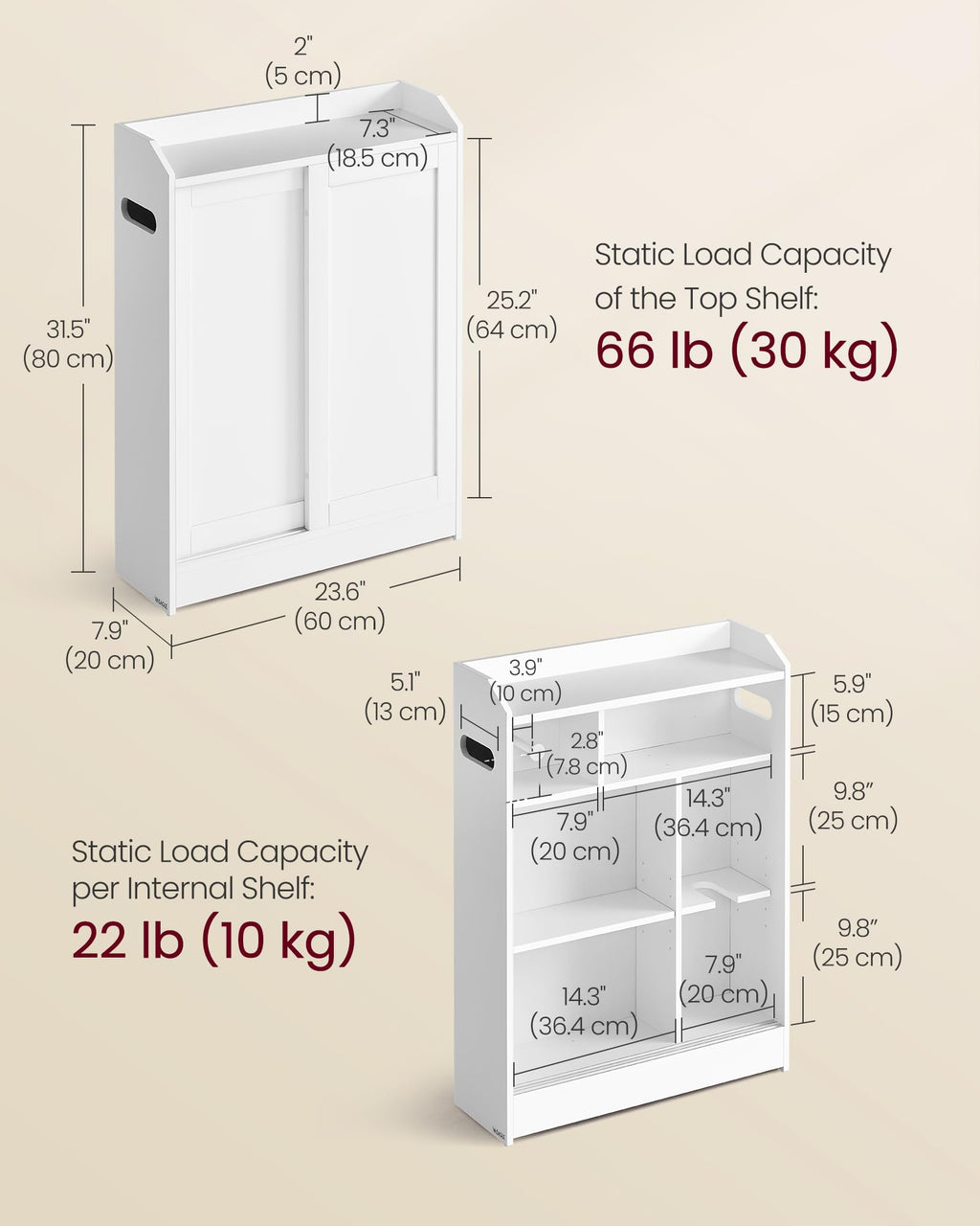 Slim Bathroom Storage Cabinet with Sliding Doors K879