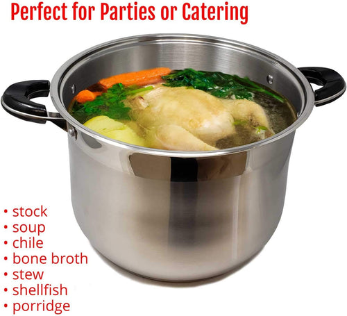 18/10 Stainless Steel 40 Quart Stockpot with Glass Lid C7935