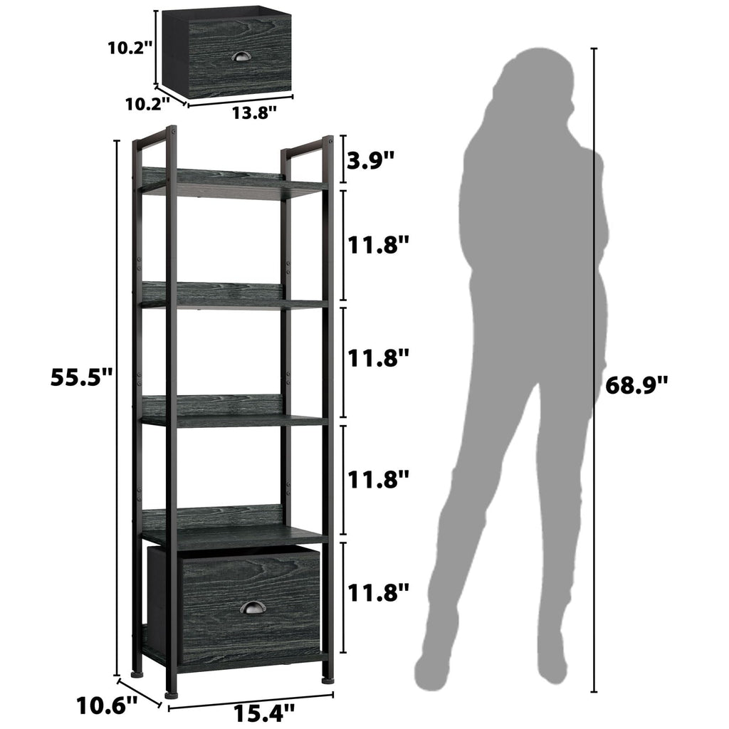 5 Tier Bookshelf with Drawer R780017