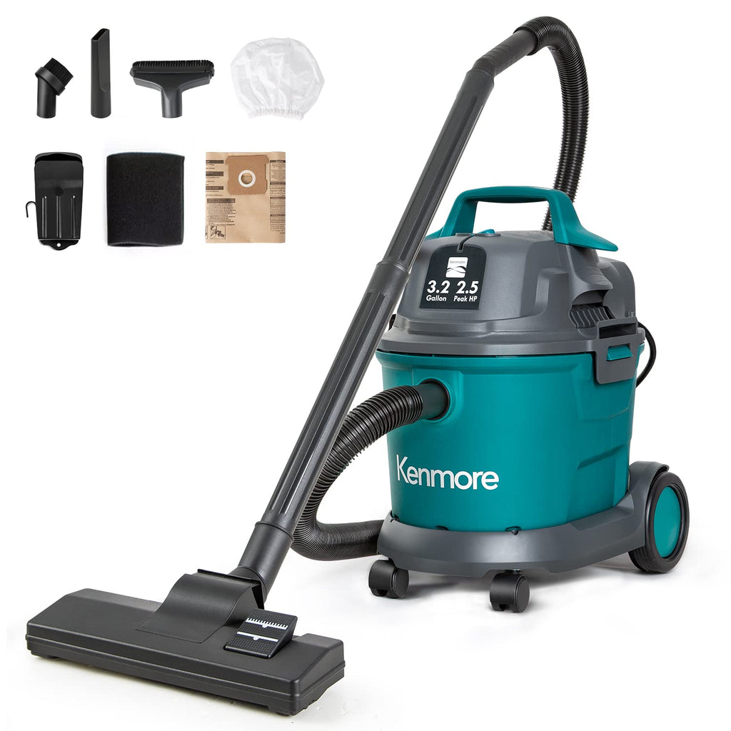 Wet Dry Canister Vacuum Cleaner, 3.2 Gallon, Green W246