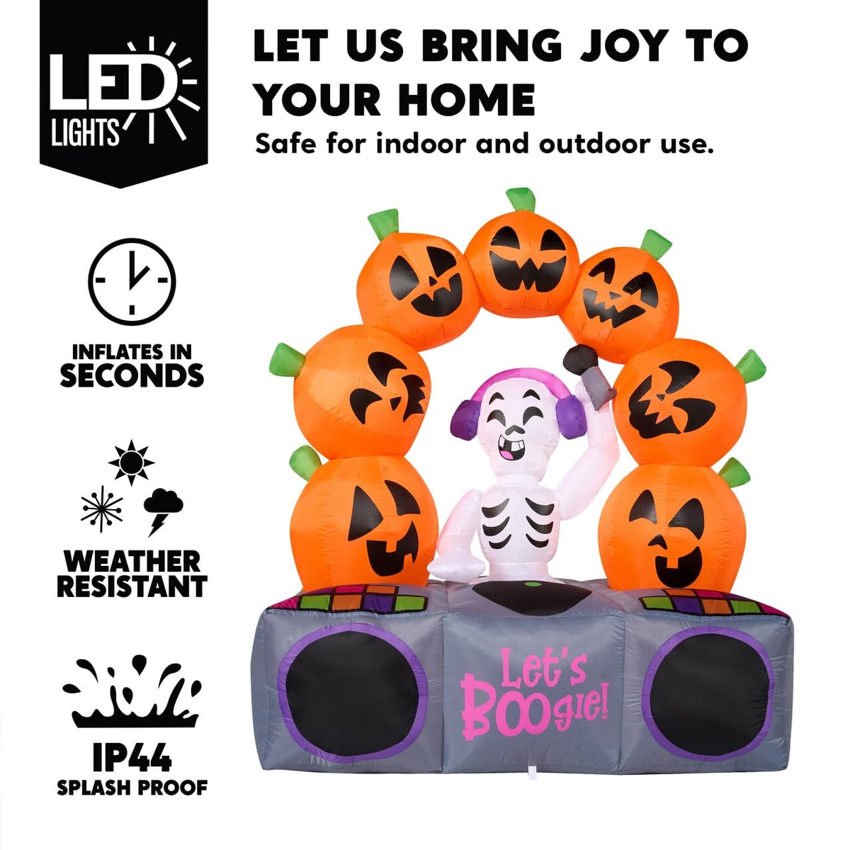 6 FT Inflatable Music Skeleton and Pumpkin with Colorful LEDs E159