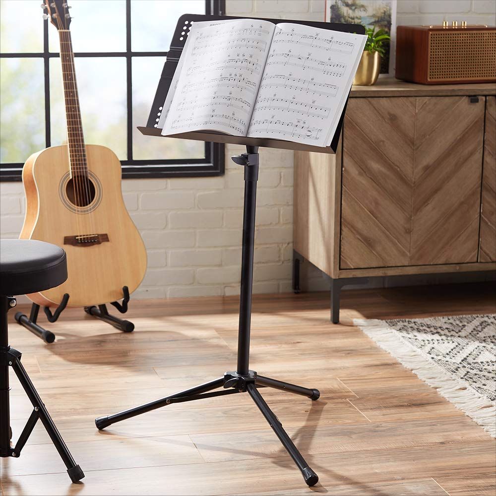 Adjustable Folding Sheet Music Stand, 31" to 55" Height, Black V340