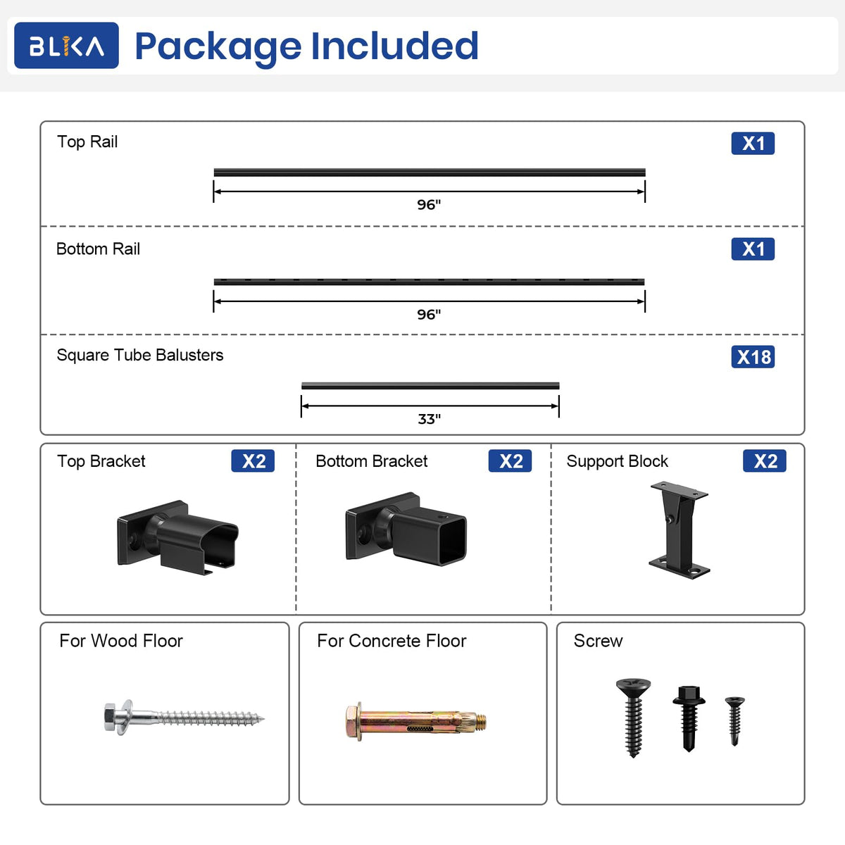 36 in. x 8 ft. Matte Black Aluminum Stair Railing Kit Y889912