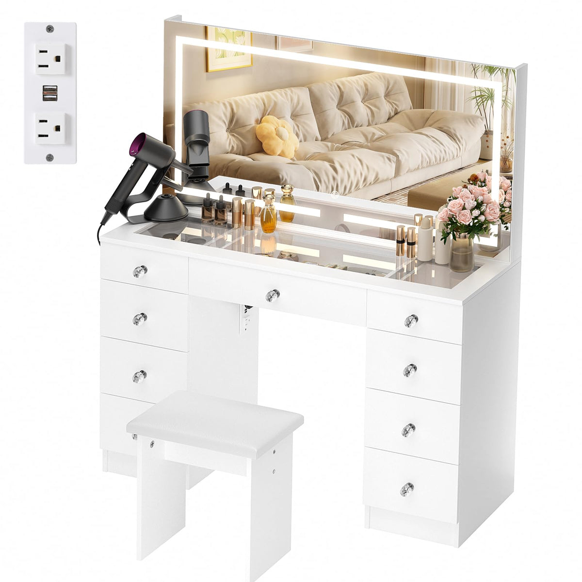 Vanity with Lighted Mirror C40466
