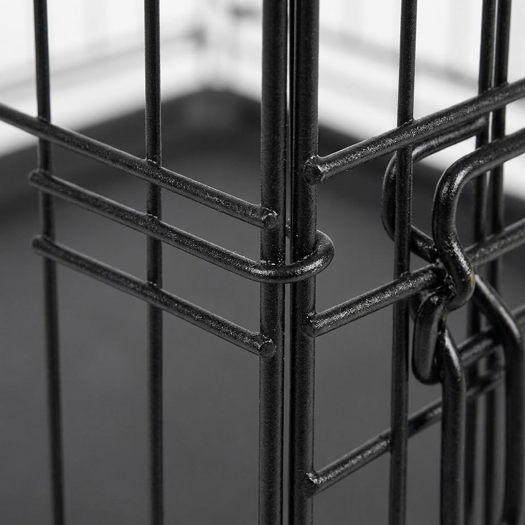 48 Inch Heavy Duty Folding Metal Wire Dog Crate with Double Doors B645747