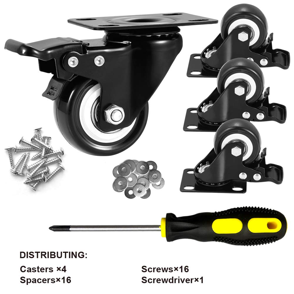 2" Caster Wheels Set of 4 with Brake N13622