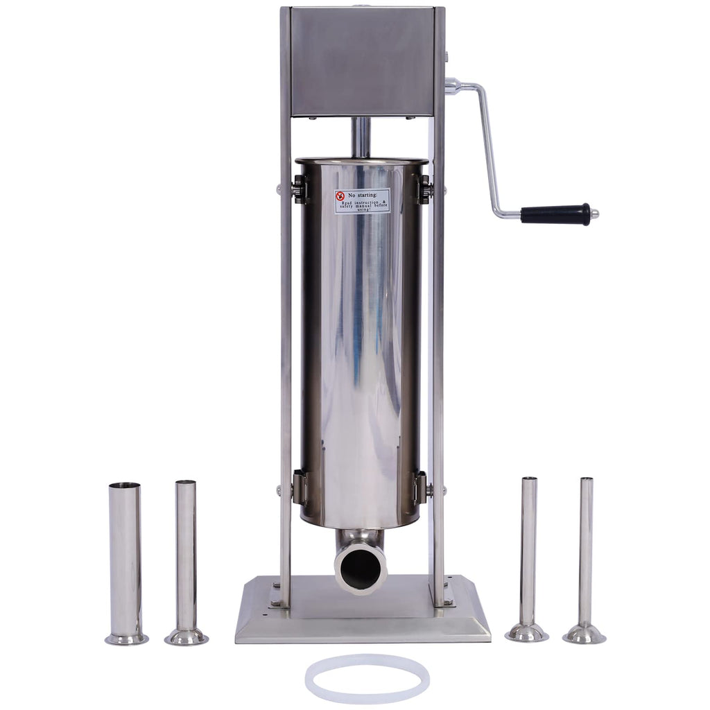 Stainless Steel 15LB Vertical Sausage Stuffer with 4 Stuffing Tubes G267