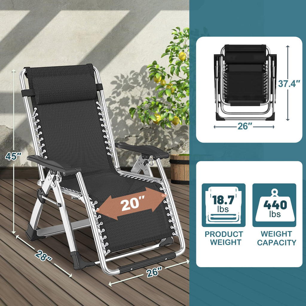 Zero Gravity Folding Outdoor Lounge Chair with Cup Holder A4609