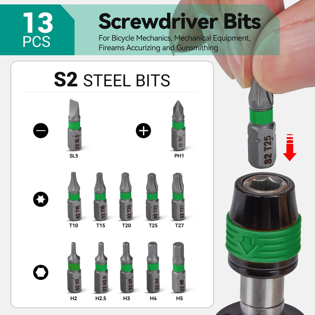 Adjustable Torque Screwdriver Set, 13-Piece 1/4" Hex Quick Release T9962