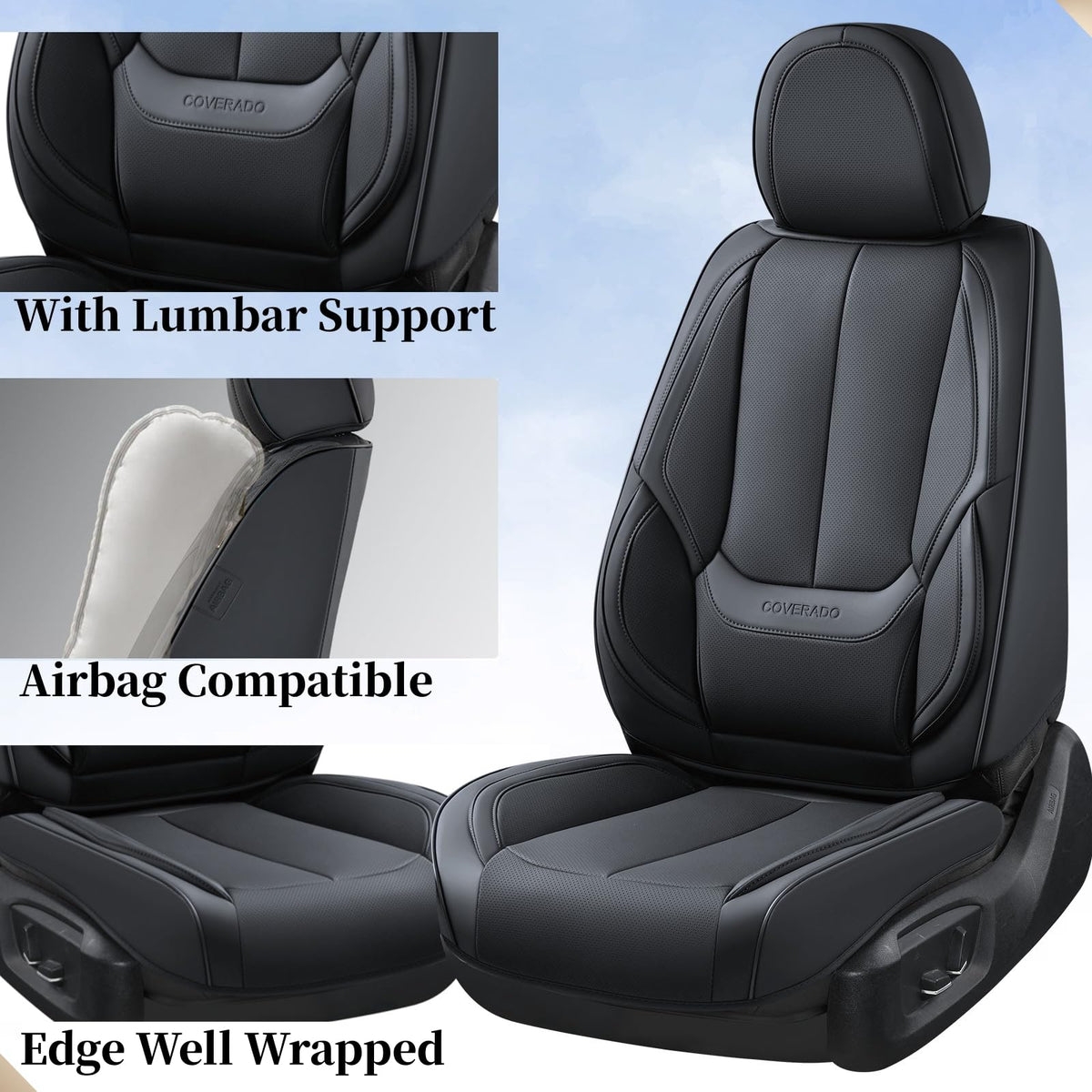 Black Full Set Waterproof Nappa Leather Car Seat Covers Z981