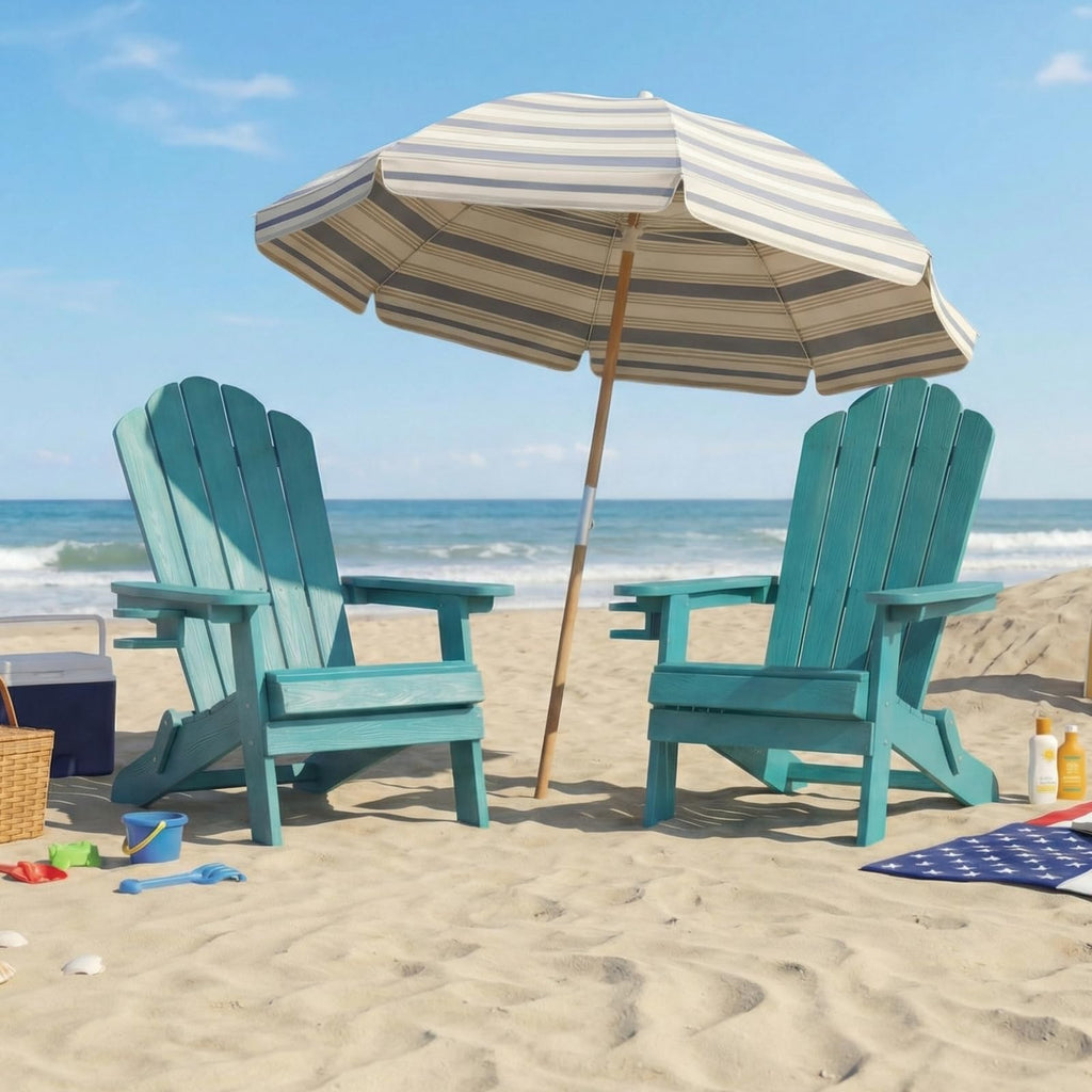 Folding Adirondack Chairs Set of 4 All-Weather Outdoor Chair with Cup Holder X830
