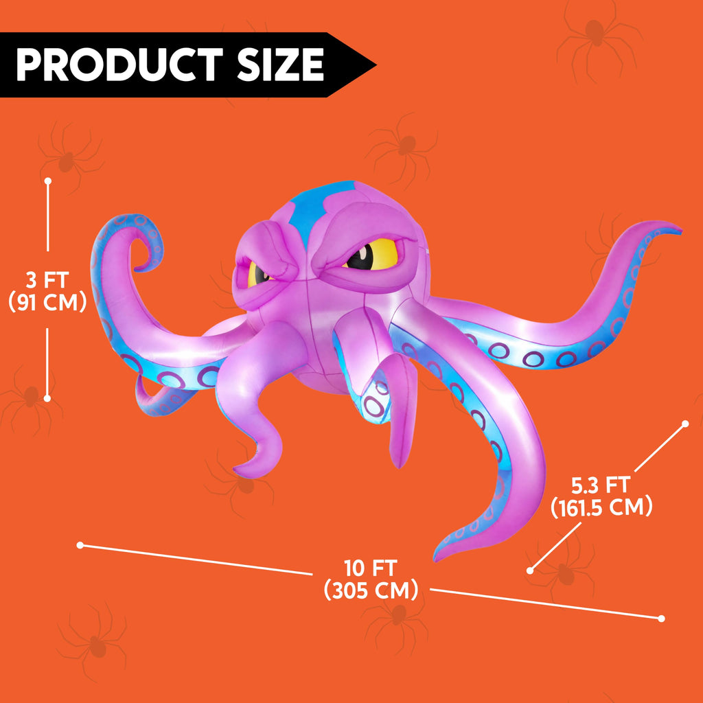 10FT Inflatable Octopus Decoration with Built-in LED Lights X6854