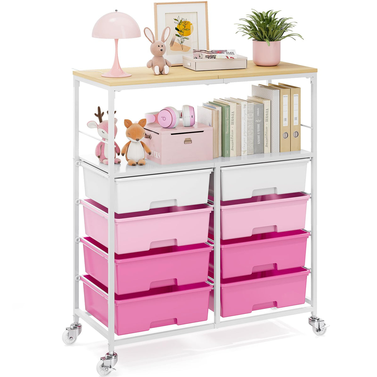 Rolling Storage Cart with 8 Drawers Y3520