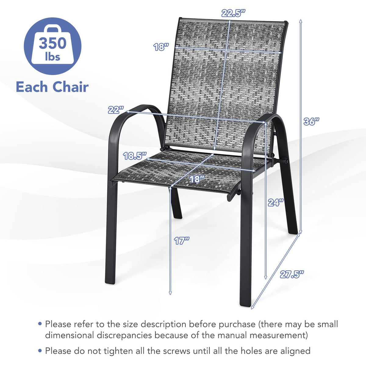 Stackable Wicker PE Rattan Patio Dining Chairs Set of 6 S93269