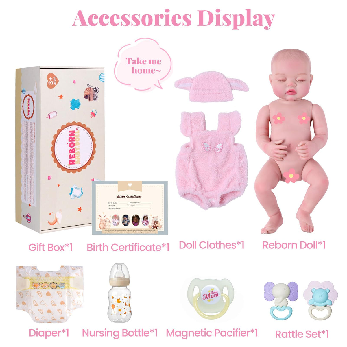 20 Inch Reborn Baby Dolls Girl with Accessories P829