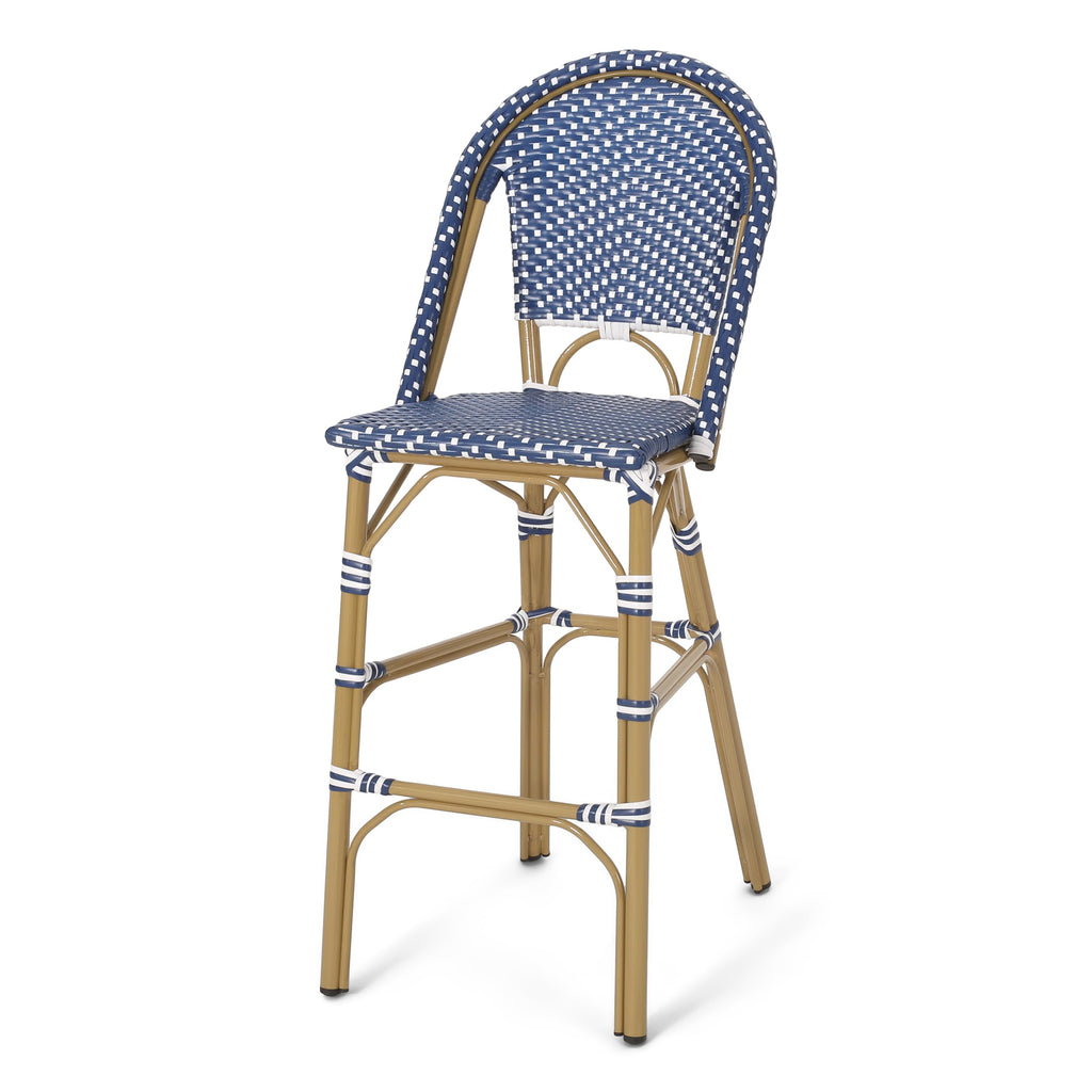 Set of 2 Teal Blue White Bar Stool with Aluminum M6817