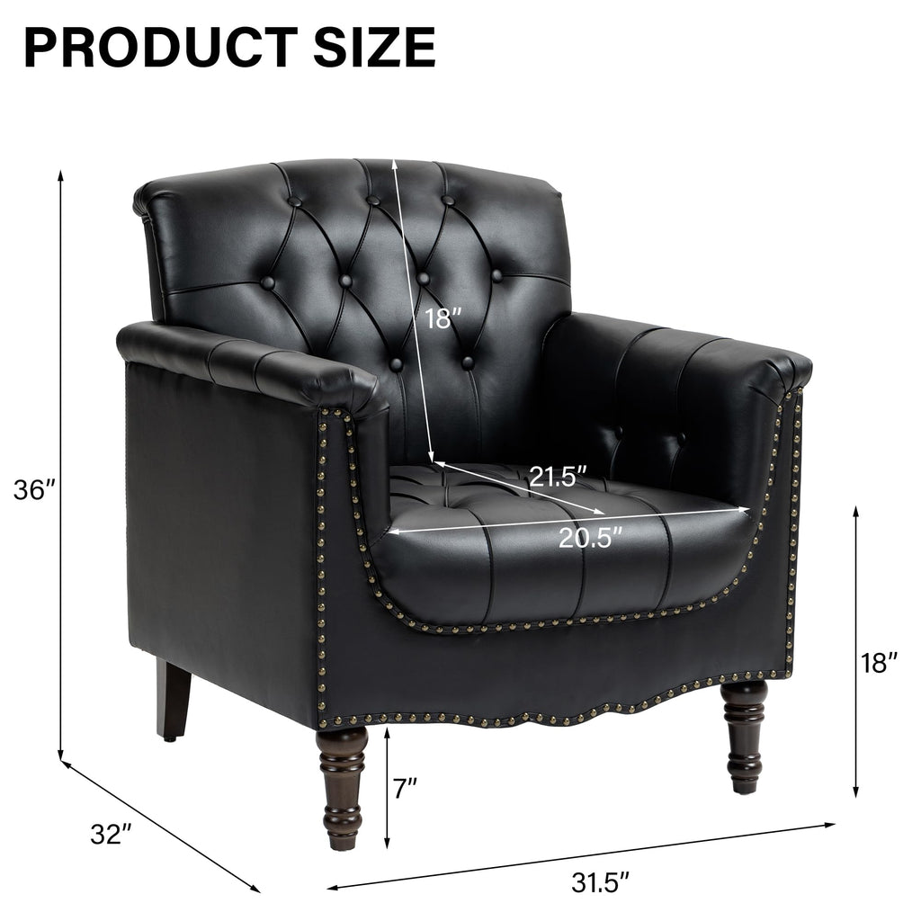 Black Faux Leather Accent Chairs Set of 2 Y1553