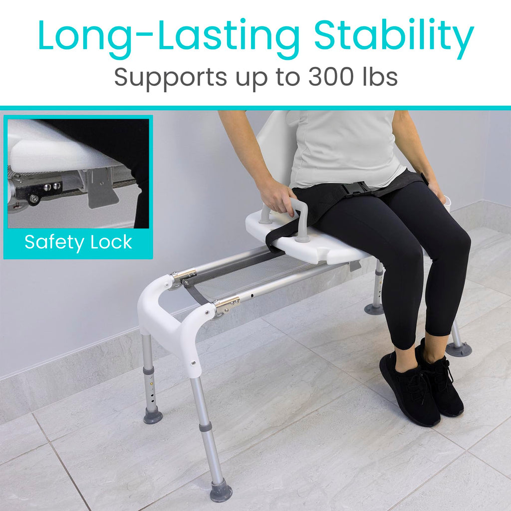 Sliding Shower Chair with Soap Tray and Safety Belt X982198