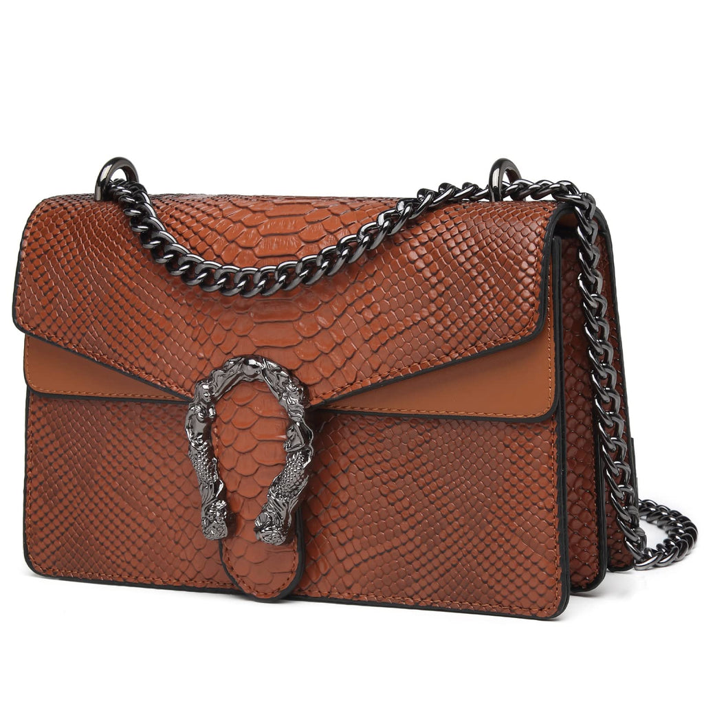 Snake Printed Leather Crossbody Bag Y126948