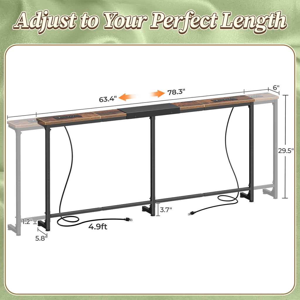 Extendable Behind Couch Table with Outlets Z16565