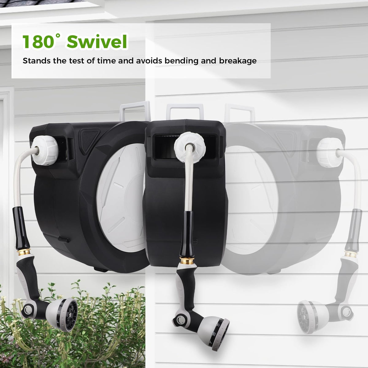 Retractable Garden Hose Reel 1/2 Inch x 100 ft Wall Mounted Q1740