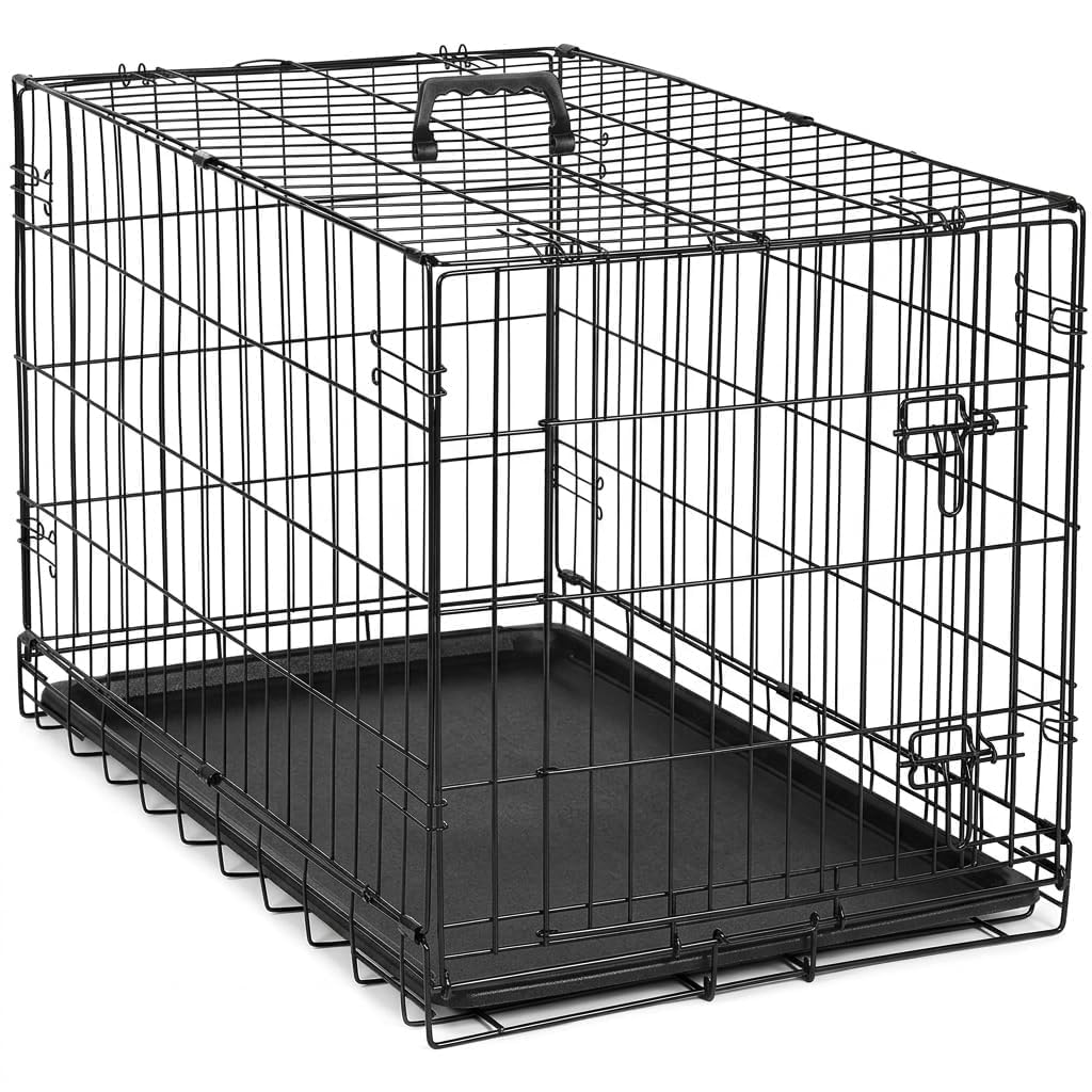 48 Inch Heavy Duty Folding Metal Wire Dog Crate with Double Doors B645747